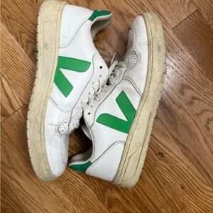 Veja White and Green Sneakers